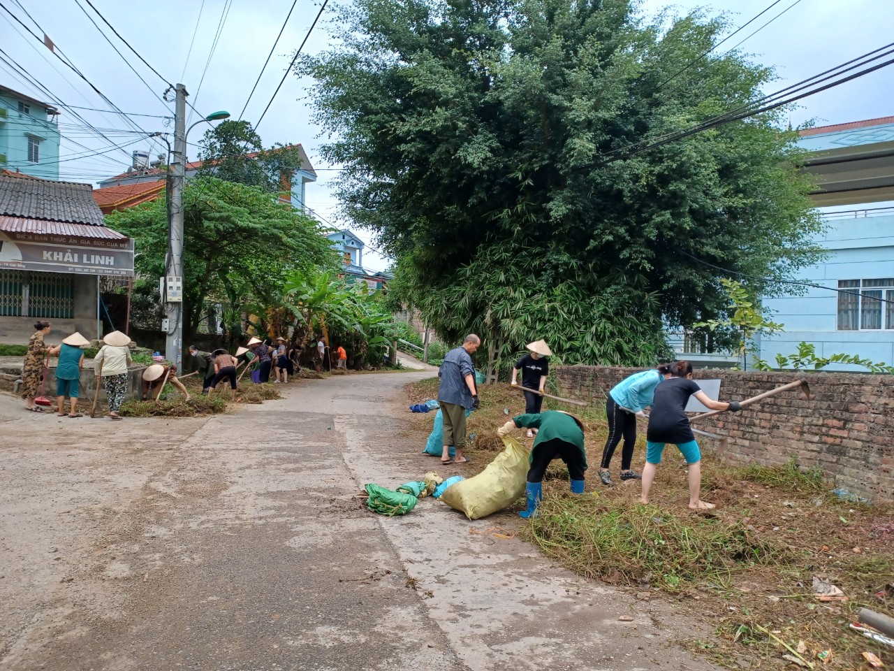 Hội viên nông dân phường Sông Hiến vệ sinh đường để trồng hoa