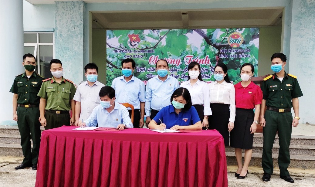 Lãnh đạo Hội Nông dân tỉnh và Tỉnh đoàn Thanh niên ký kết tổ chức chương trình Kết nối nông sản, San sẻ yêu thương, Vượt qua đại dịch
