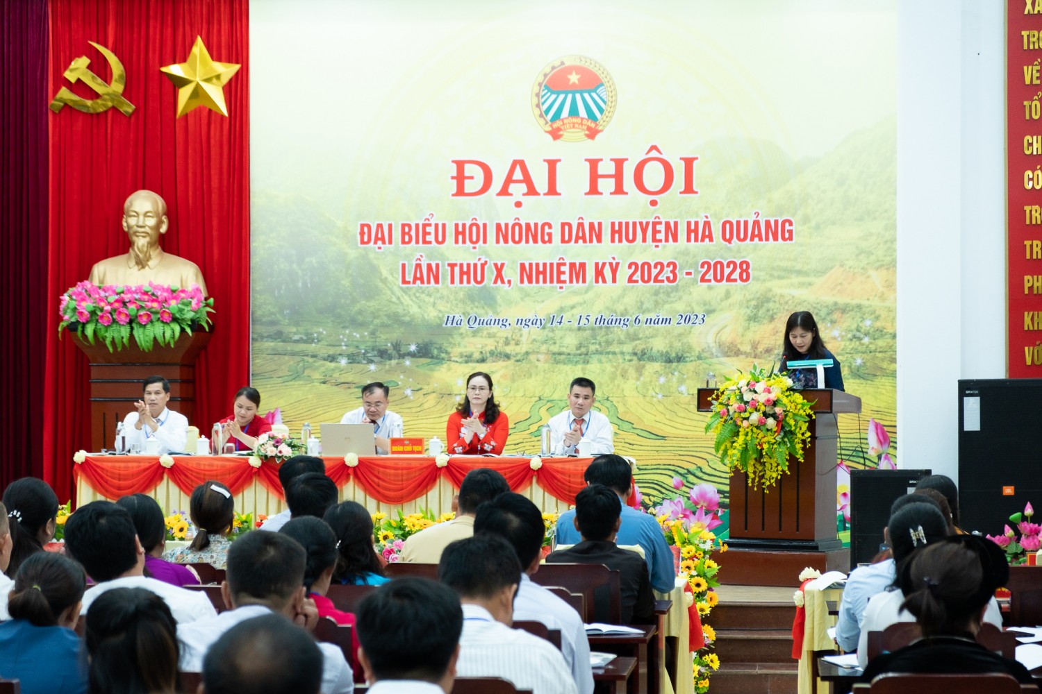 Đồng chí Lê Hải Yến, tỉnh ủy viên, Bí thư Huyện ủy phát biểu chỉ đạo đại hội