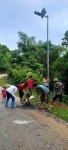 Hội viên nông dân tham gia dựng cột điện.